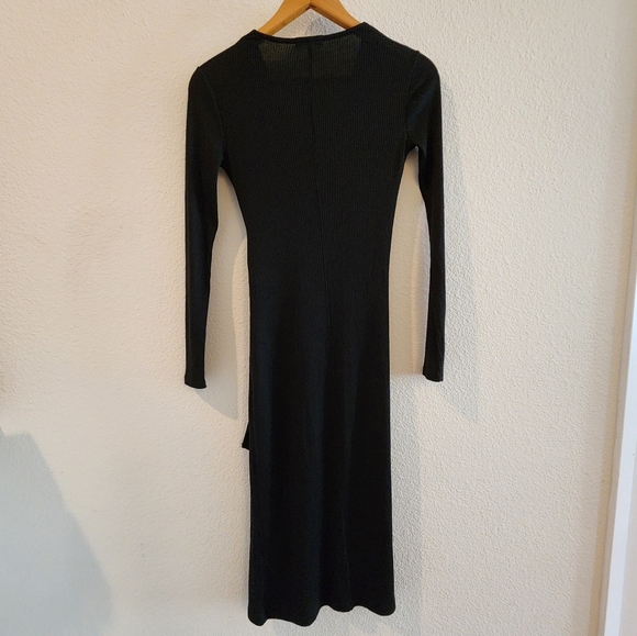 rag & bone Long Sleeve Black Ribbed Front Tie Women's Dress Size XS - Picture 2 of 4